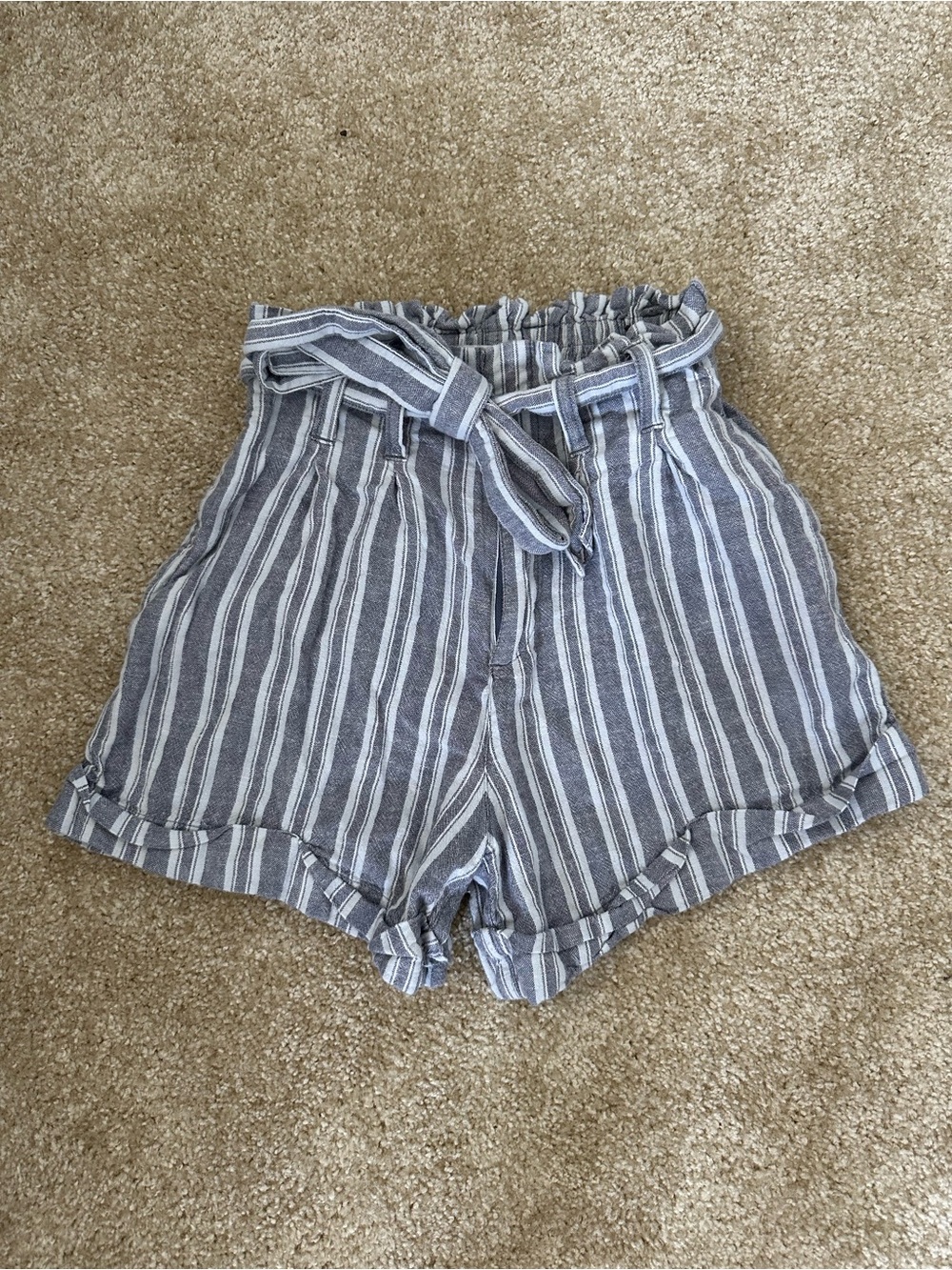 Abercrombie & Fitch Linen Blend Belted Shorts Paperbag